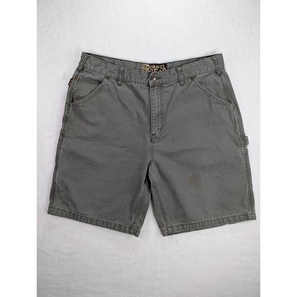 Gravel Gear Relaxed Fit 100% Cotton Canvas Green Shorts 38W 9.5L - Picture 1 of 9
